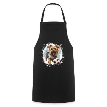 Yorkshire Terrier Dog Football Sports - Cooking Apron - black - Front - AI Model Male 185 dark (185cm)