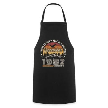 Décembre 1982 Édition Originale Cadeau décembre  - Tablier de cuisine - noir - Devant - AI Model Male 185 dark (185cm)