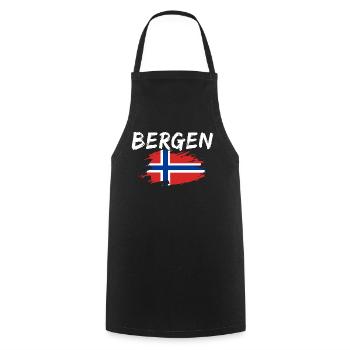 Bergen, Norway - Cooking Apron - black - Front - AI Model Male 185 dark (185cm)