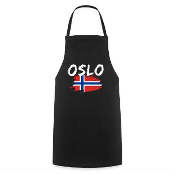 Oslo Norwegen - Kochschürze - Schwarz - Vorne - AI Model Male 185 dark (185cm)