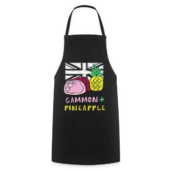Gammon Pineapple Pop Art Tee - Cooking Apron - black - Front - AI Model Male 185 dark (185cm)