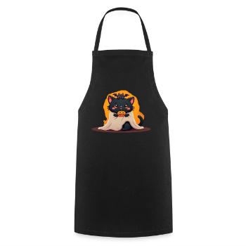Halloween Cat with Halloween Pumpkin - Cooking Apron - black - Front - AI Model Male 185 dark (185cm)