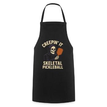 Creepin It Skelett Pickleball Halloween Design - Kochschürze - Schwarz - Vorne - AI Model Male 185 dark (185cm)
