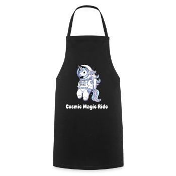 Cosmic Unicorn Space Travel - Cooking Apron - black - Front - AI Model Male 185 dark (185cm)