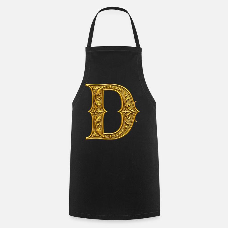 Initiale D Dorée Ornementale - Tablier de cuisine - noir