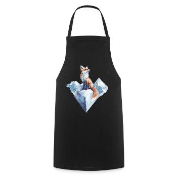 Fox winter motif - Cooking Apron - black - Front - AI Model Male 185 dark (185cm)