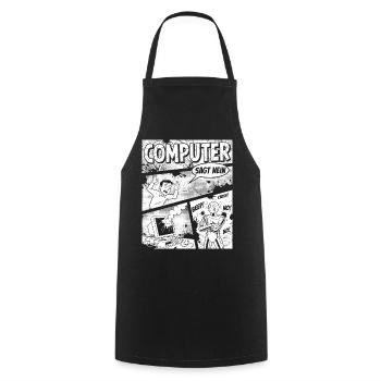 Retro Computer Comic Says No - Cooking Apron - black - Front - AI Model Male 185 dark (185cm)