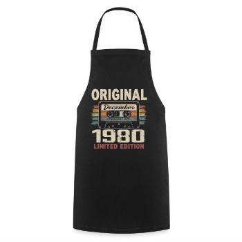 Cadeau D'anniversaire Décembre 1980 - Tablier de cuisine - noir - Devant - AI Model Male 185 dark (185cm)