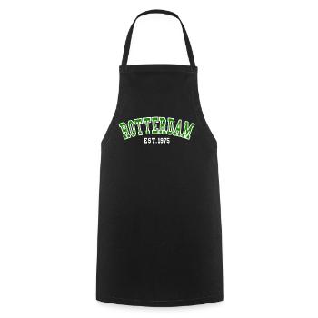 Rotterdam Est.1975 - Cooking Apron - black - Front - AI Model Male 185 dark (185cm)