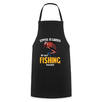 Stress due to too little fishing - Cooking Apron - black - Front - AI Model Male 185 dark (185cm)