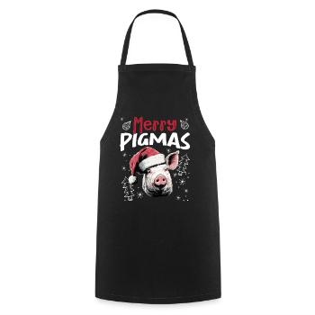 Merry Pigmas Lustiges Schwein Weihnachtsmotiv - Kochschürze - Schwarz - Vorne - AI Model Male 185 dark (185cm)