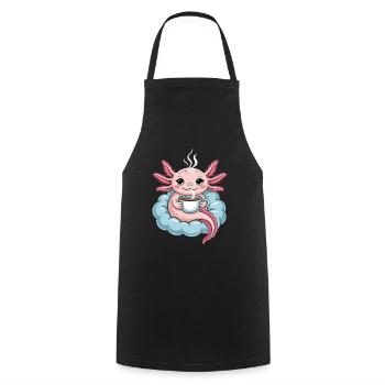 Axolotl Mit Kaffee Auf Wolke Kawaii Morgenkaffee - Kochschürze - Schwarz - Vorne - AI Model Male 185 dark (185cm)