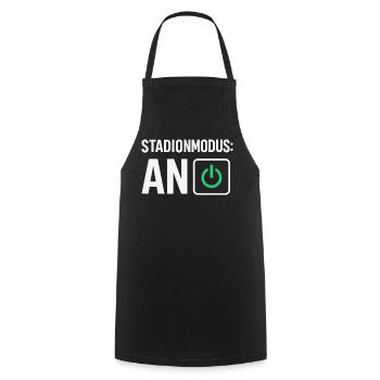 Stadionmodus: AN – Fußballfan Design - Kochschürze - Schwarz - Vorne - AI Model Male 185 dark (185cm)