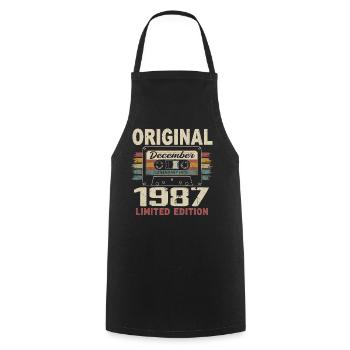 Cadeau D'anniversaire Décembre 1987 - Tablier de cuisine - noir - Devant - AI Model Male 185 dark (185cm)