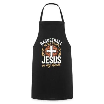 Basketball & Jesus – Kreuz auf Ball Design - Kochschürze - Schwarz - Vorne - AI Model Male 185 dark (185cm)