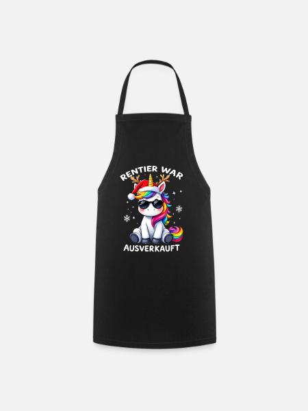 Reindeer was sold out Christmas unicorn - Cooking Apron - black