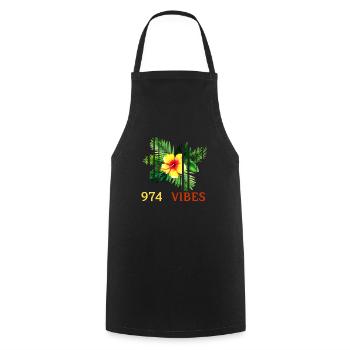 Tropical Hibiscus 974 Vibes - Cooking Apron - black - Front - AI Model Male 185 dark (185cm)