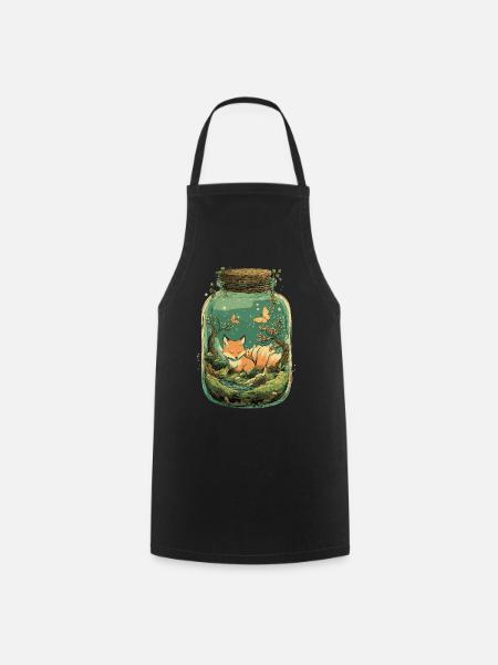 Magisches Kitsune Fuchs Kawaii Terrarium - Forklæde - sort