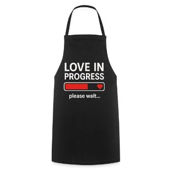 Love in Progress Please Wait - Kochschürze - Schwarz - Vorne - AI Model Male 185 dark (185cm)