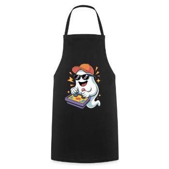 Retro Gamer Halloween Geist - Kochschürze - Schwarz - Vorne - AI Model Male 185 dark (185cm)
