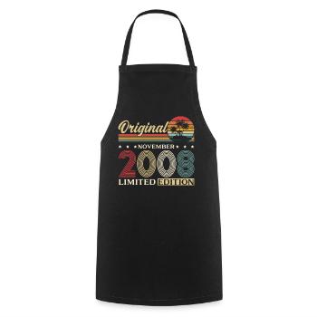 18th Birthday Original November Vintage 2008 - Cooking Apron - black - Front - AI Model Male 185 dark (185cm)