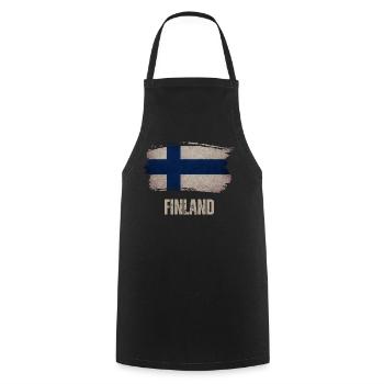 Finlande vintage, drapeau finlandais - Tablier de cuisine - noir - Devant - AI Model Male 185 dark (185cm)
