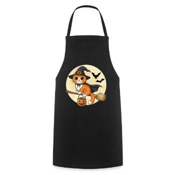 Cute Cat Witch Halloween - Cooking Apron - black - Front - AI Model Male 185 dark (185cm)