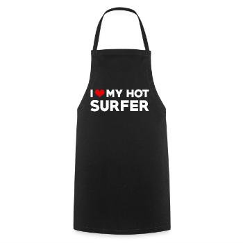 I Love My Hot Surfer Husband Wife Boyfriend - Cooking Apron - black - Front - AI Model Male 185 dark (185cm)