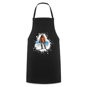 Great Dane Dog Ski Skiing Sports - Cooking Apron - black - Front - AI Model Male 185 dark (185cm)