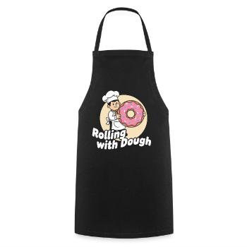 Dessin animé Donut Baker - Tablier de cuisine - noir - Devant - AI Model Male 185 dark (185cm)