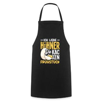 I love chickens – they poop breakfast - Cooking Apron - black - Front - AI Model Male 185 dark (185cm)