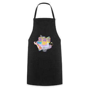 She said yes JGA - Cooking Apron - black - Front - AI Model Male 185 dark (185cm)