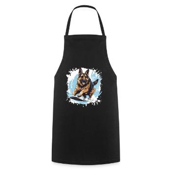Schäferhund Hund Snowboard - Kochschürze - Schwarz - Vorne - AI Model Male 185 dark (185cm)