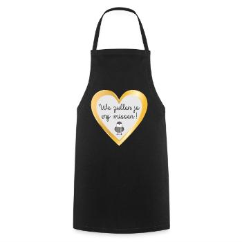 We will miss you very much - Cooking Apron - black - Front - AI Model Male 185 dark (185cm)
