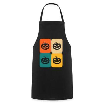 Halloween Rétro Citrouille Joyeux Effrayant - Tablier de cuisine - noir - Devant - AI Model Male 185 dark (185cm)