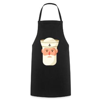 Nautic Design Old Salt Sailor Cartoon - Cooking Apron - black - Front - AI Model Male 185 dark (185cm)
