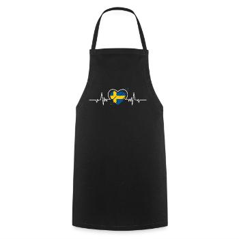 Suède Coeur Battement de Cœur Drapeau Cadeau - Tablier de cuisine - noir - Devant - AI Model Male 185 dark (185cm)