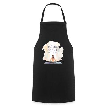In Silence at Home Yoga Design - Cooking Apron - black - Front - AI Model Male 185 dark (185cm)