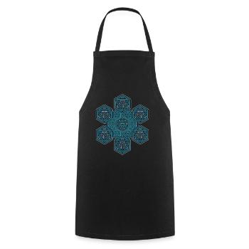 Géométrique flocon de neige bleu festival méditation - Tablier de cuisine - noir - Devant - AI Model Male 185 dark (185cm)