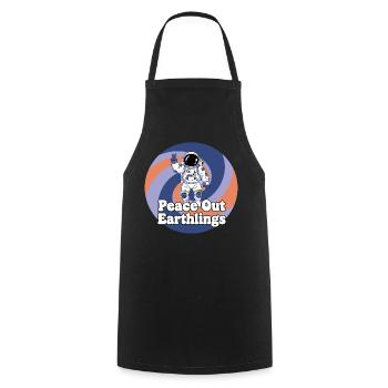 Astronaute Peace Out Terriens - Tablier de cuisine - noir - Devant - AI Model Male 185 dark (185cm)
