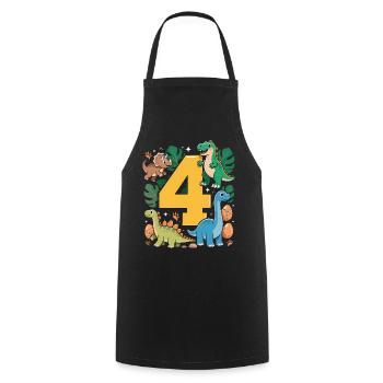 4 Year Old Cute Rex 4th Birthday Gift Funny - Cooking Apron - black - Front - AI Model Male 185 dark (185cm)