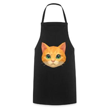 Polygon Cat – Geometric Cat Design - Cooking Apron - black - Front - AI Model Male 185 dark (185cm)