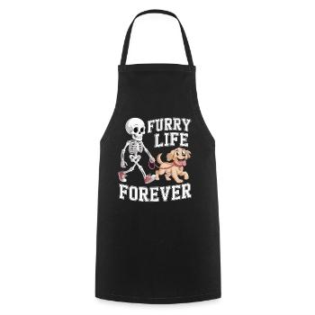 Squelette avec chien - Cadeau pour les amoureux des animaux - Tablier de cuisine - noir - Devant - AI Model Male 185 dark (185cm)