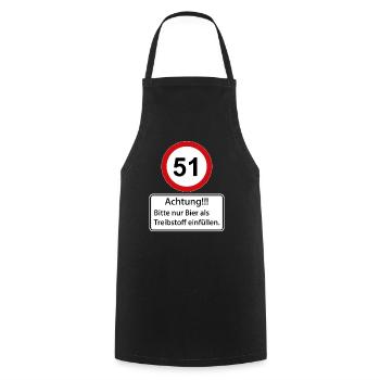 51 Attention : ne remplissez que de la bière comme carburant - Tablier de cuisine - noir - Devant - AI Model Male 185 dark (185cm)