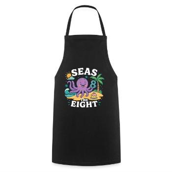 Seas The Eight Cute Octopus Birthday Island - Cooking Apron - black - Front - AI Model Male 185 dark (185cm)
