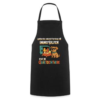 Real estate? No thanks - squeaky animals - Cooking Apron - black - Front - AI Model Male 185 dark (185cm)