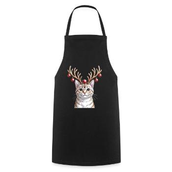 Weihnachtliche Katze Mit Geweih Und Kugeln - Kochschürze - Schwarz - Vorne - AI Model Male 185 dark (185cm)