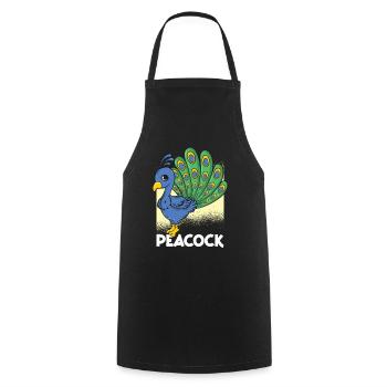 Peacock Cartoon - Cooking Apron - black - Front - AI Model Male 185 dark (185cm)