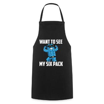 Want To See My Six Pack Brick Builder Block  - Cooking Apron - black - Front - AI Model Male 185 dark (185cm)