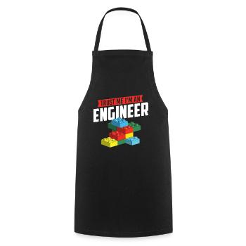 Glaub mir, ich bin ein Ingenieur Brick Builder Block Build - Kochschürze - Schwarz - Vorne - AI Model Male 185 dark (185cm)